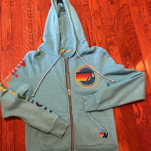 Aviator Nation zip up Hoodie Ocean Blue XS - Picture 2 of 8